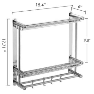 Stainless Steel Wall Mounted Bathroom Rack - Two Tier