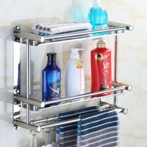 Stainless Steel Wall Mounted Bathroom Rack - Two Tier